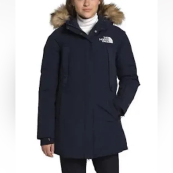 The North Face Women New Outer Boroughs 550-Down Warm Parka Jacket Navy Blue XXL